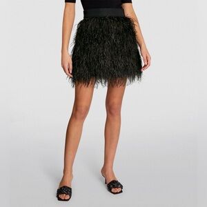 Alice + Olivia Black Feather Skirt
